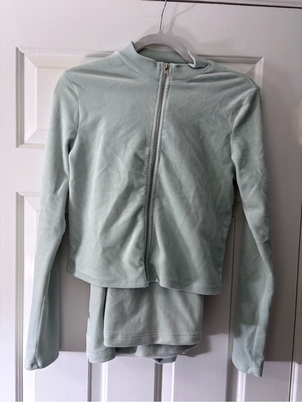 Forever 21 Light Mint Zip-Up Velour Tracksuit